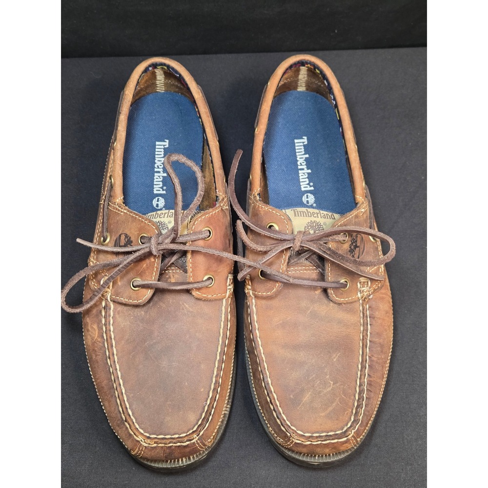 Timberland Mens Brown‎ Leather Boat Shoes Nautical Loafers 5232R Size 10.5 M